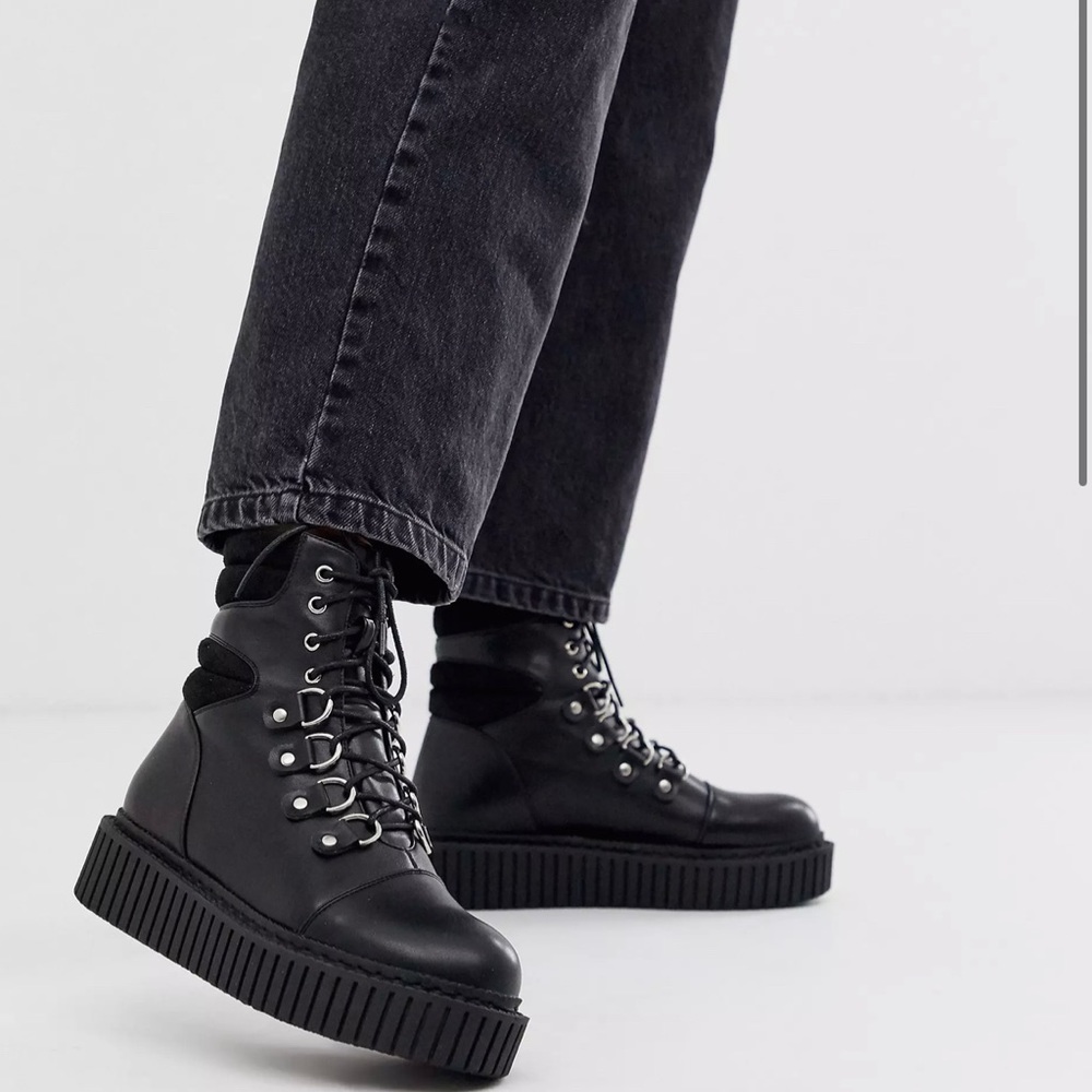 Black Lace Up Platform Boots